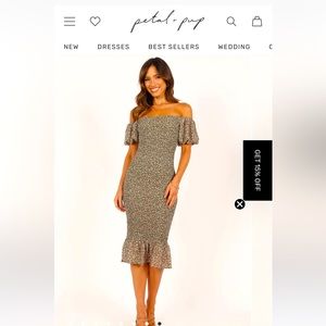 Petal and pup green midi dress with puff sleeves, size 4